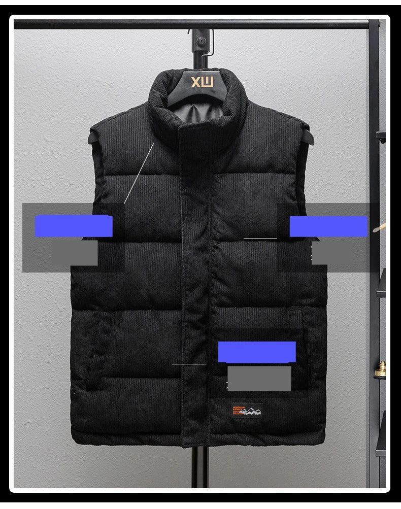 New Arrival Vest Jacket Mens Autumn Warm Sleeveless Jacket Male Winter Corduroy Casual Waistcoat Brand Clothing Veste Homme