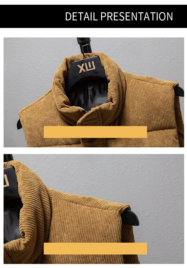New Arrival Vest Jacket Mens Autumn Warm Sleeveless Jacket Male Winter Corduroy Casual Waistcoat Brand Clothing Veste Homme