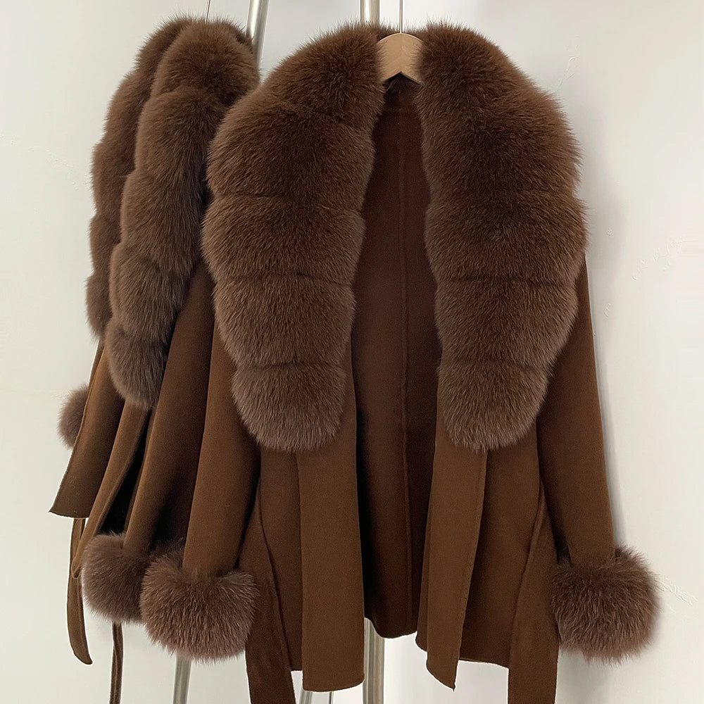 Women's Coat Winter Woman Clothes Jacket with Fur New Coats and Jackets Ladies Wool Coats with Real Fur Trim Warm Fur Coat Woman