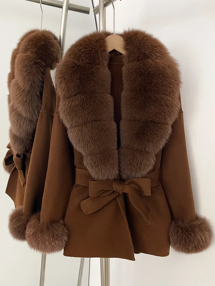 Women's Coat Winter Woman Clothes Jacket with Fur New Coats and Jackets Ladies Wool Coats with Real Fur Trim Warm Fur Coat Woman