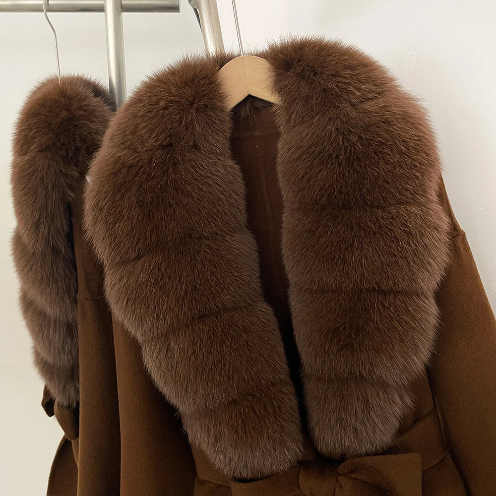 Women's Coat Winter Woman Clothes Jacket with Fur New Coats and Jackets Ladies Wool Coats with Real Fur Trim Warm Fur Coat Woman