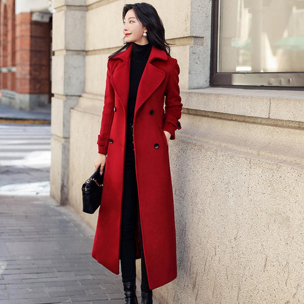 Women‘s Coat Winter Korean Fashion Long Coated Thickened Woolen Winter Coat for Women Black Coat Harajuku
