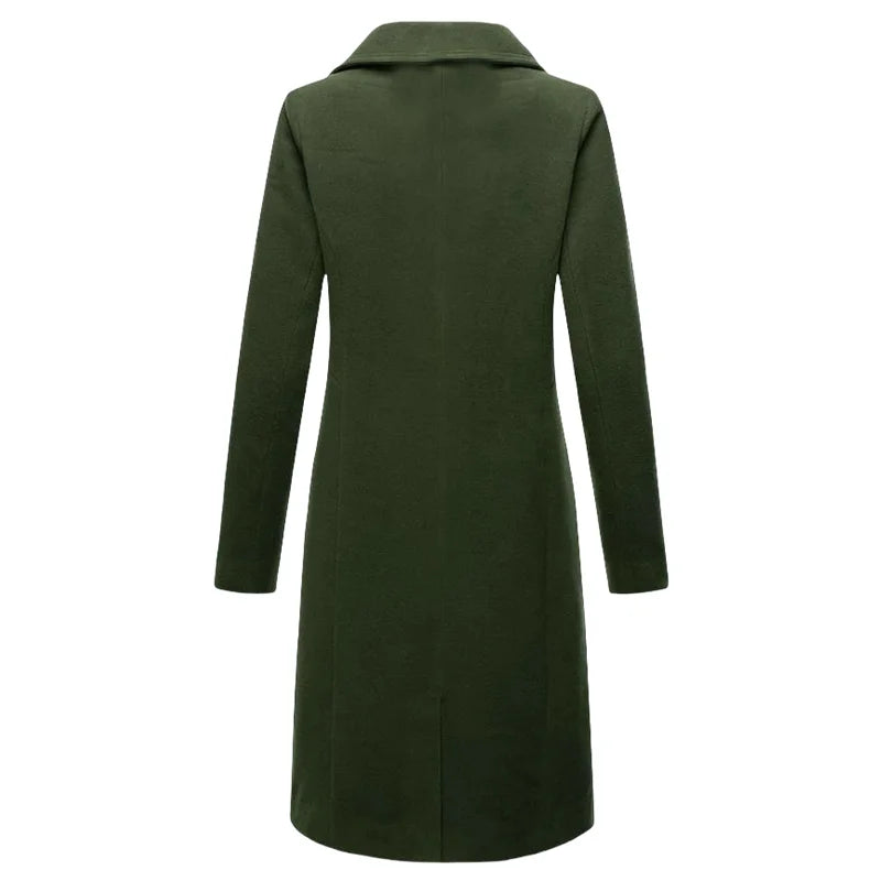 Women's Coat Winter Warm Wool Blend Lined Coat Outerwears Female Coats Double Breasted Turn-down Collar Women's Coats