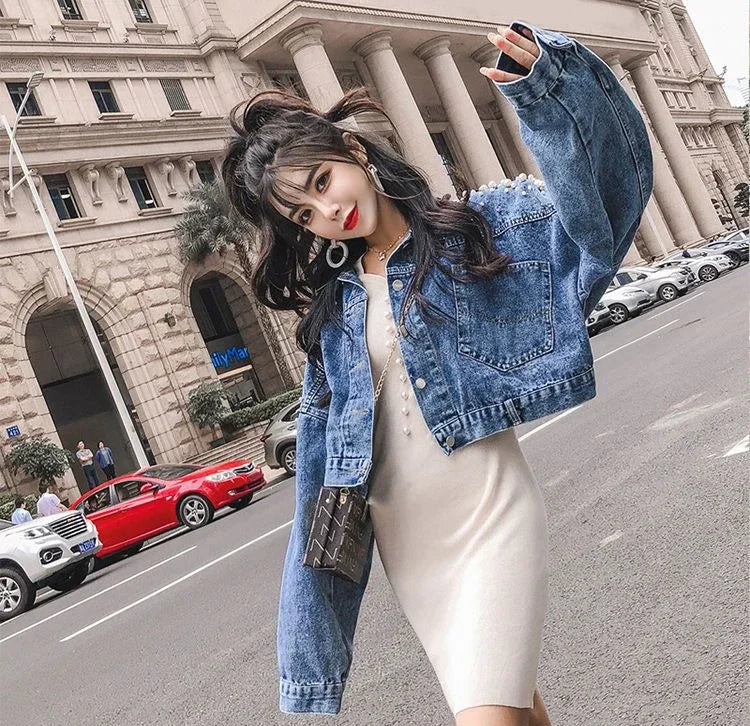 Ripped Cowboy Coat Woman Spring Autumn Korean Popular Clothes Denim Jacket for Women Hole Sale Low Price Cowgirl Clothing New In