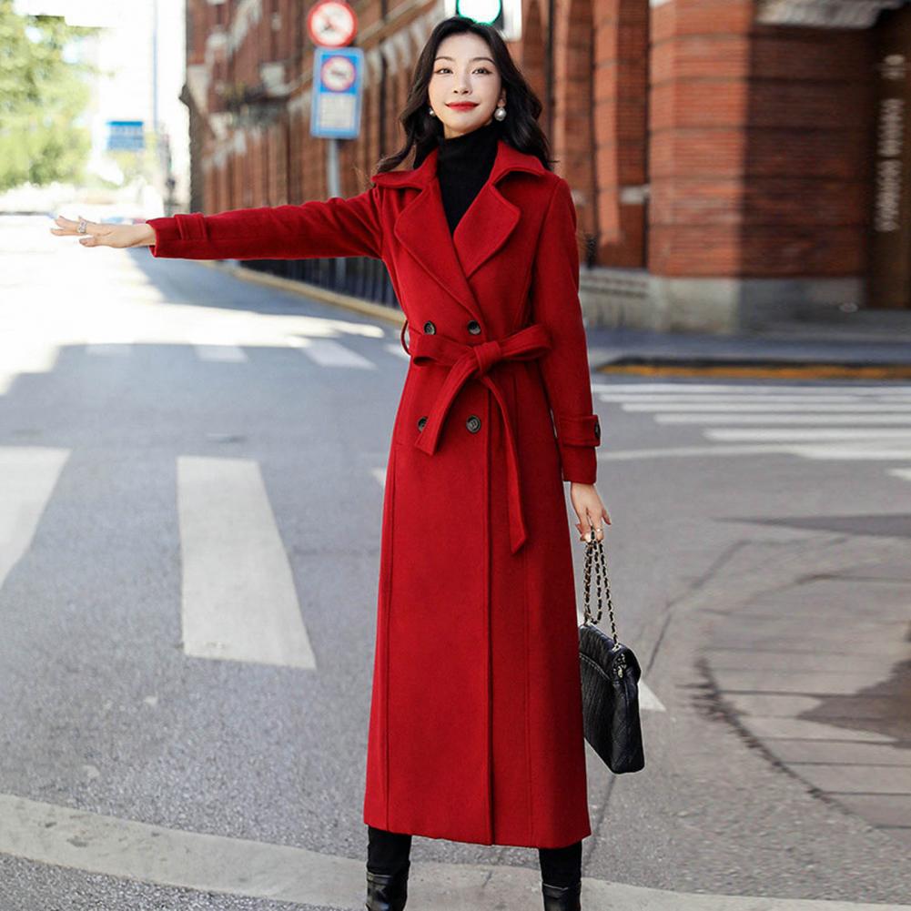 Women‘s Coat Winter Korean Fashion Long Coated Thickened Woolen Winter Coat for Women Black Coat Harajuku
