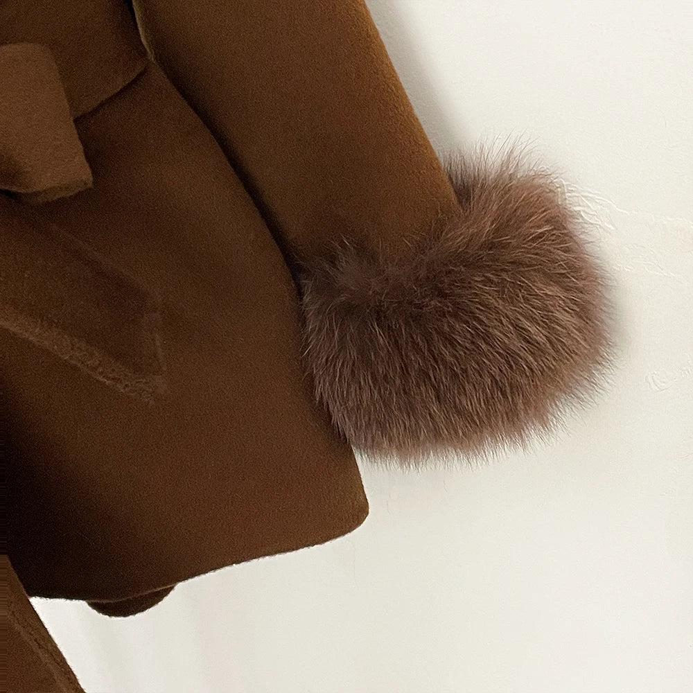 Women's Coat Winter Woman Clothes Jacket with Fur New Coats and Jackets Ladies Wool Coats with Real Fur Trim Warm Fur Coat Woman