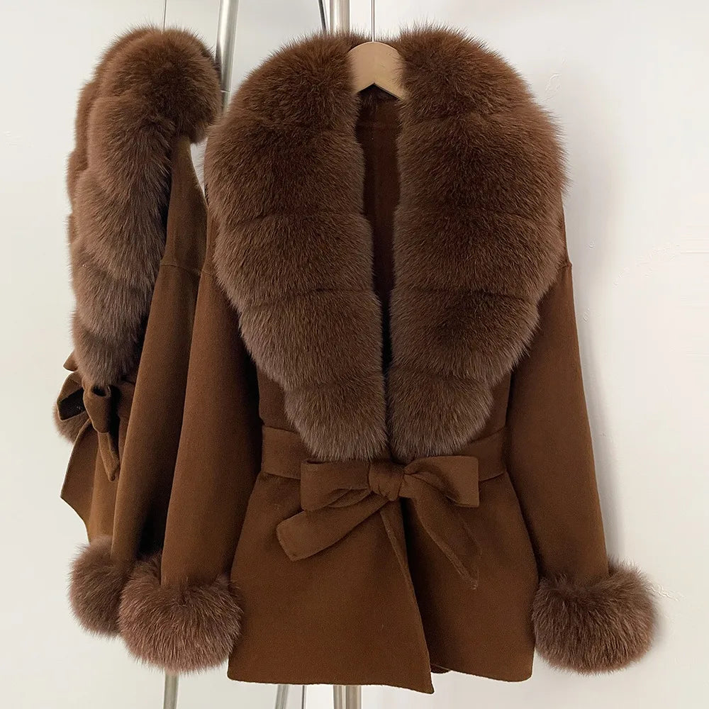 Women's Coat Winter Woman Clothes Jacket with Fur New Coats and Jackets Ladies Wool Coats with Real Fur Trim Warm Fur Coat Woman