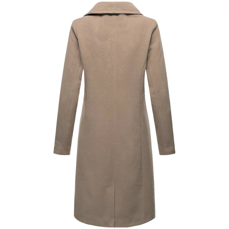 Women's Coat Winter Warm Wool Blend Lined Coat Outerwears Female Coats Double Breasted Turn-down Collar Women's Coats