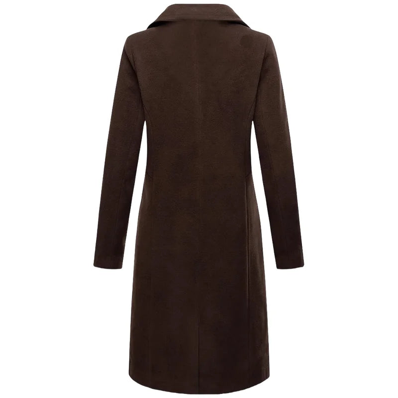 Women's Coat Winter Warm Wool Blend Lined Coat Outerwears Female Coats Double Breasted Turn-down Collar Women's Coats