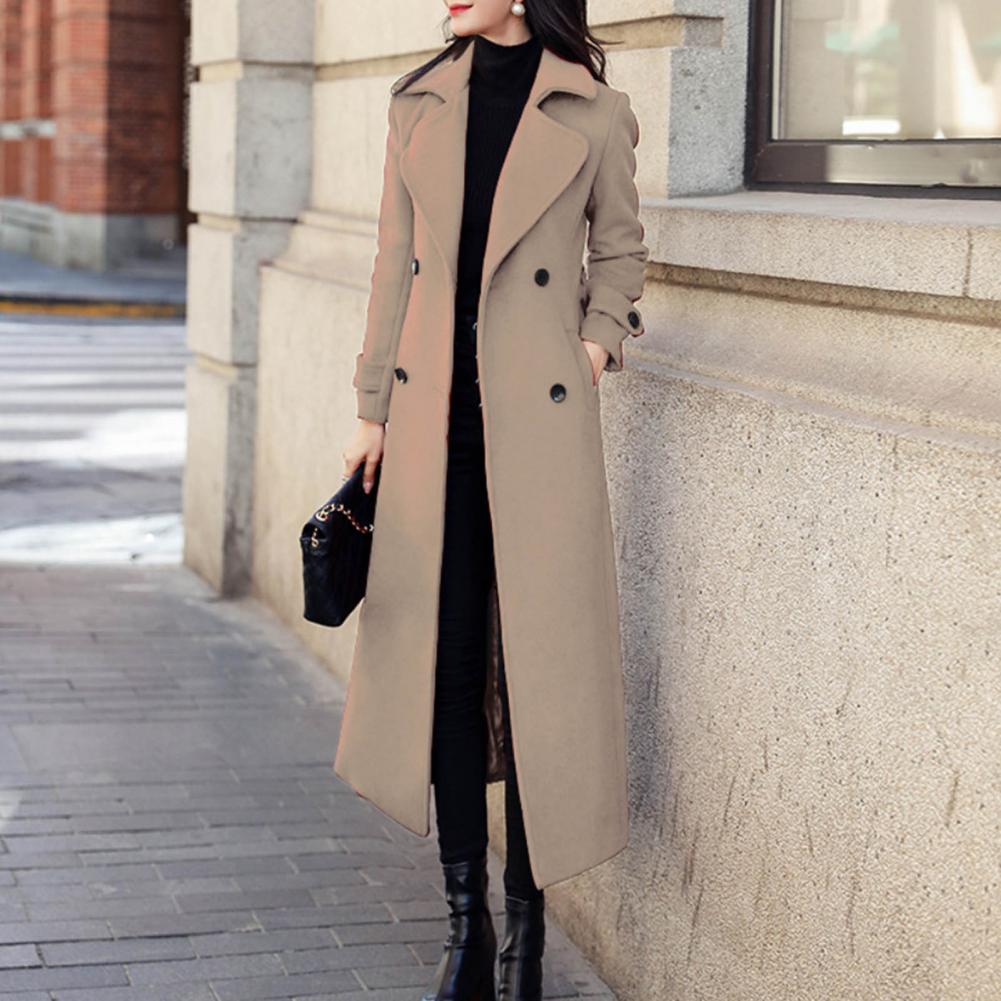 Women‘s Coat Winter Korean Fashion Long Coated Thickened Woolen Winter Coat for Women Black Coat Harajuku