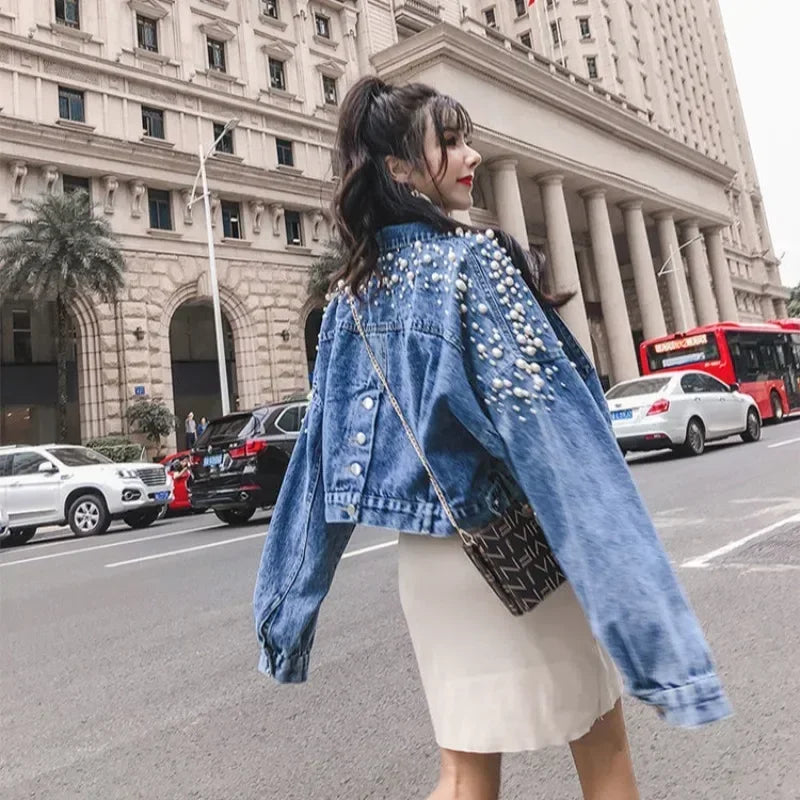 Ripped Cowboy Coat Woman Spring Autumn Korean Popular Clothes Denim Jacket for Women Hole Sale Low Price Cowgirl Clothing New In