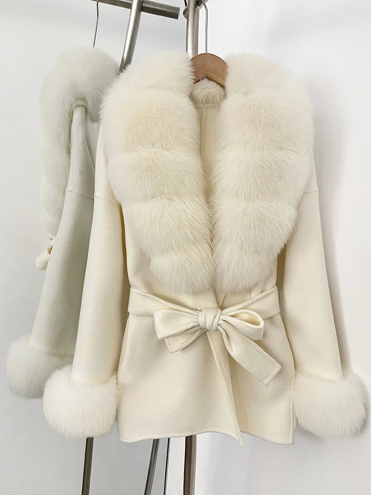 Women's Coat Winter Woman Clothes Jacket with Fur New Coats and Jackets Ladies Wool Coats with Real Fur Trim Warm Fur Coat Woman
