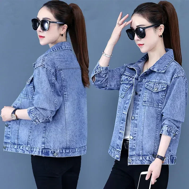Ripped Cowboy Coat Woman Spring Autumn Korean Popular Clothes Denim Jacket for Women Hole Sale Low Price Cowgirl Clothing New In