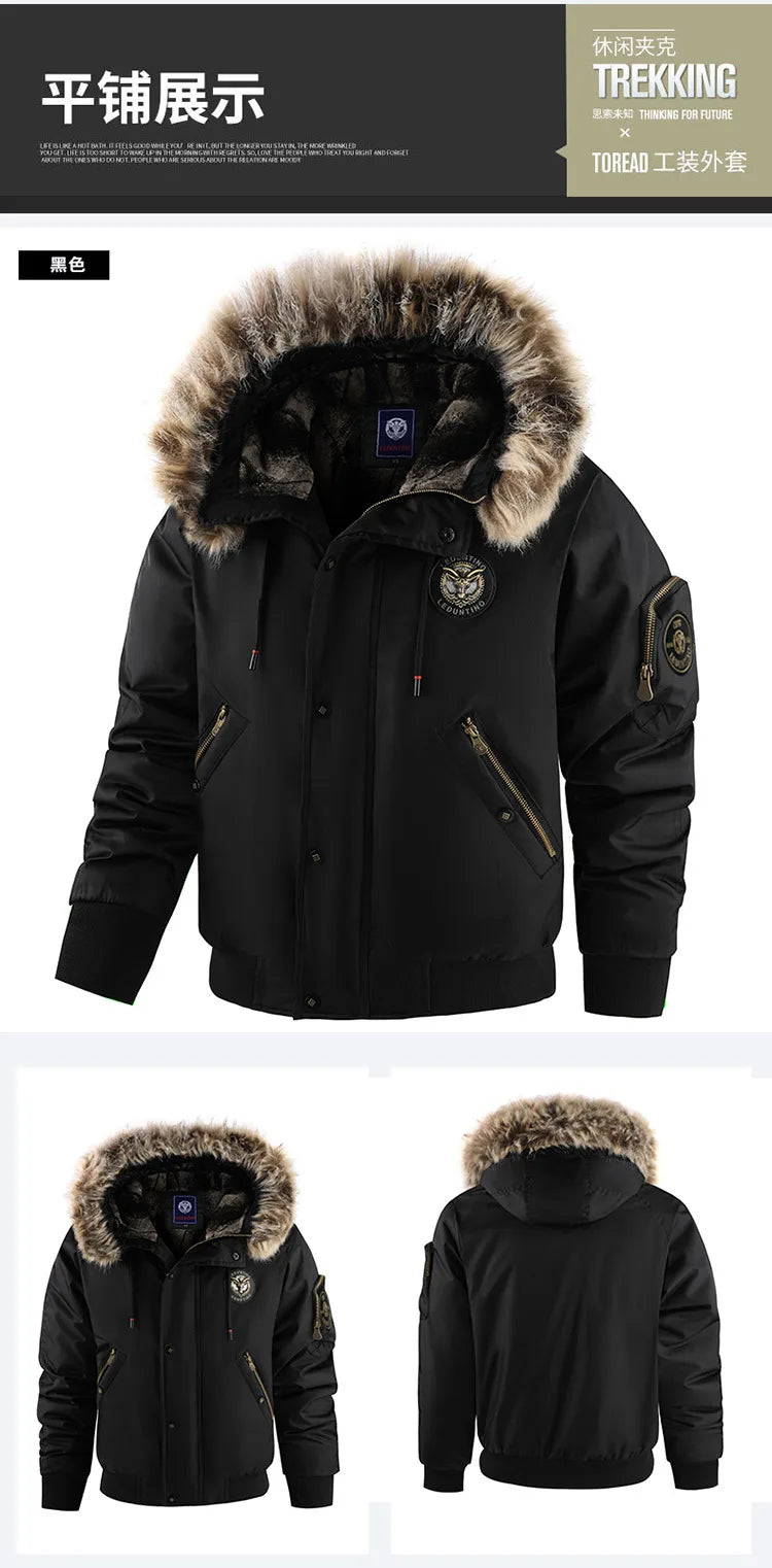 New winter cashmere and thick casual men's padded clothing warm trend coat hooded loose large size padded clothes