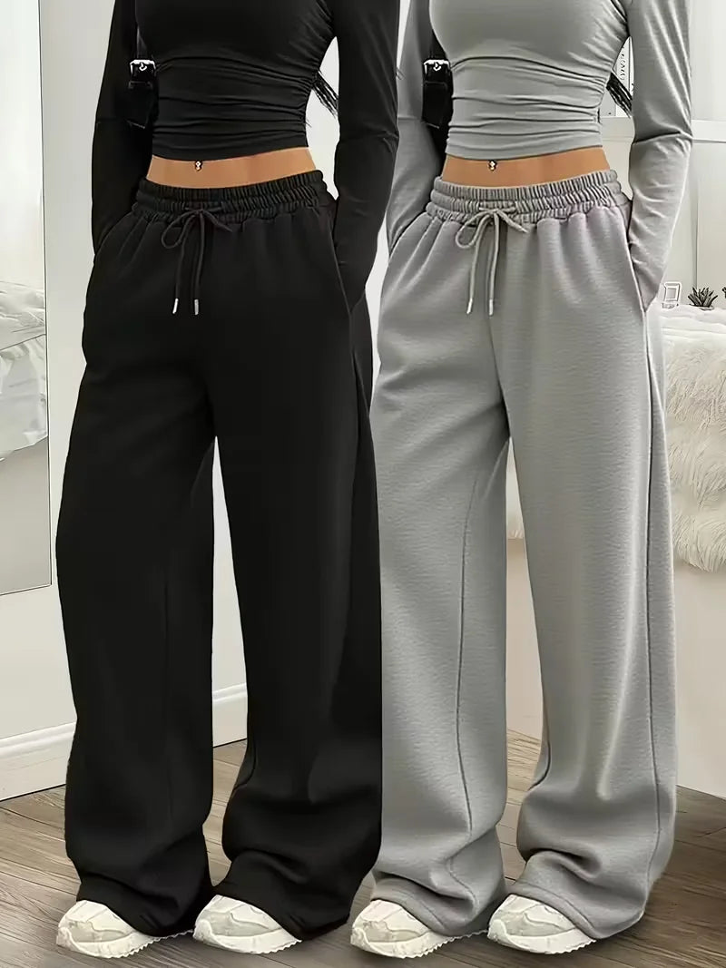 Women Jogger Cotton Pants Casual Drawstring Loose Unisex Wide Leg Straight Pants Sweatpants Spring Autumn Baggy Gym Track Pants