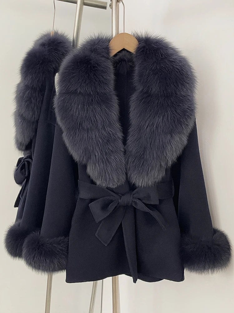 Women's Coat Winter Woman Clothes Jacket with Fur New Coats and Jackets Ladies Wool Coats with Real Fur Trim Warm Fur Coat Woman