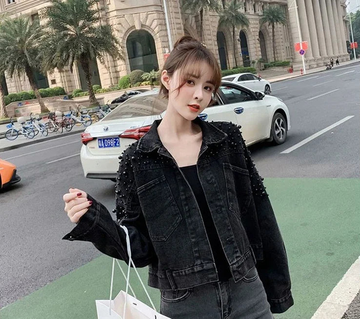 Ripped Cowboy Coat Woman Spring Autumn Korean Popular Clothes Denim Jacket for Women Hole Sale Low Price Cowgirl Clothing New In