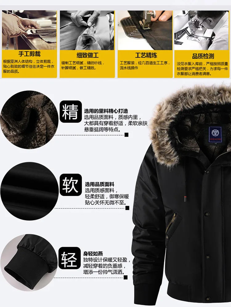 New winter cashmere and thick casual men's padded clothing warm trend coat hooded loose large size padded clothes