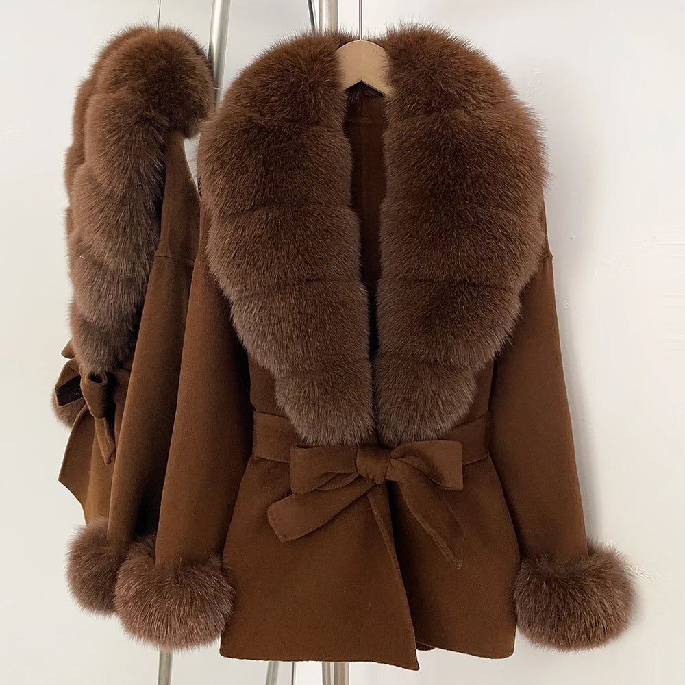 Women's Coat Winter Woman Clothes Jacket with Fur New Coats and Jackets Ladies Wool Coats with Real Fur Trim Warm Fur Coat Woman