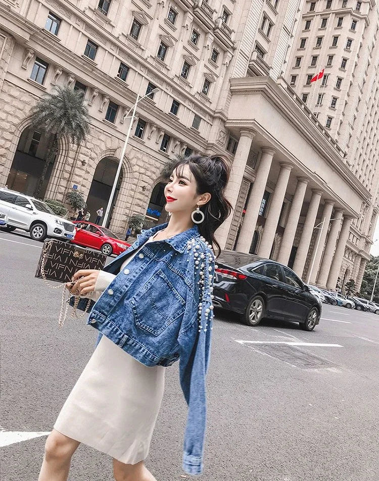 Ripped Cowboy Coat Woman Spring Autumn Korean Popular Clothes Denim Jacket for Women Hole Sale Low Price Cowgirl Clothing New In