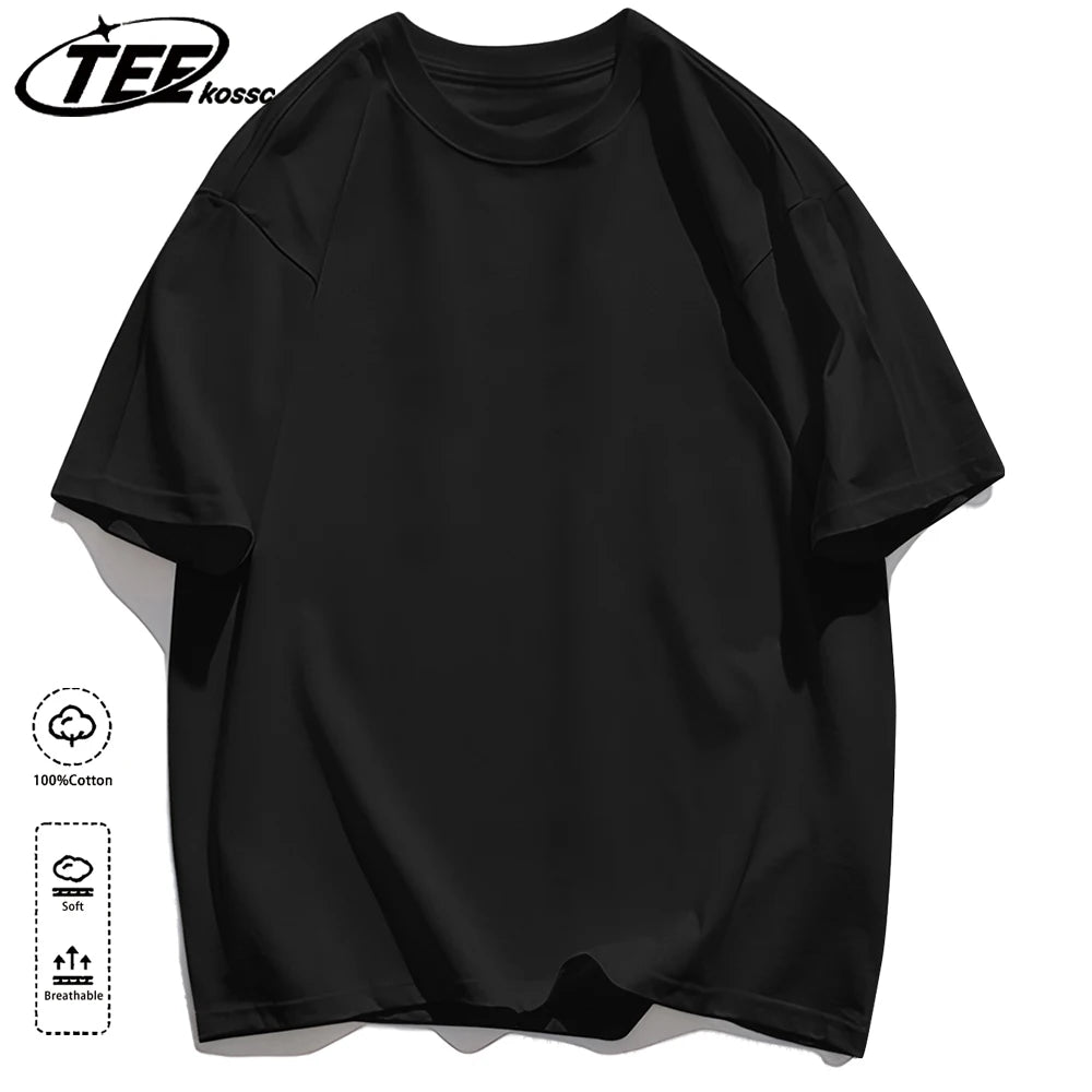 Solid 20 colors 100%Cotton Mens Basics T-Shirts Casual All-math Clothing Loose Breathable Unisex Vintage Casual Short Sleeve