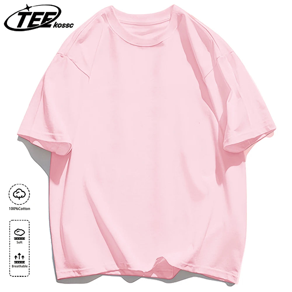 Solid 20 colors 100%Cotton Mens Basics T-Shirts Casual All-math Clothing Loose Breathable Unisex Vintage Casual Short Sleeve