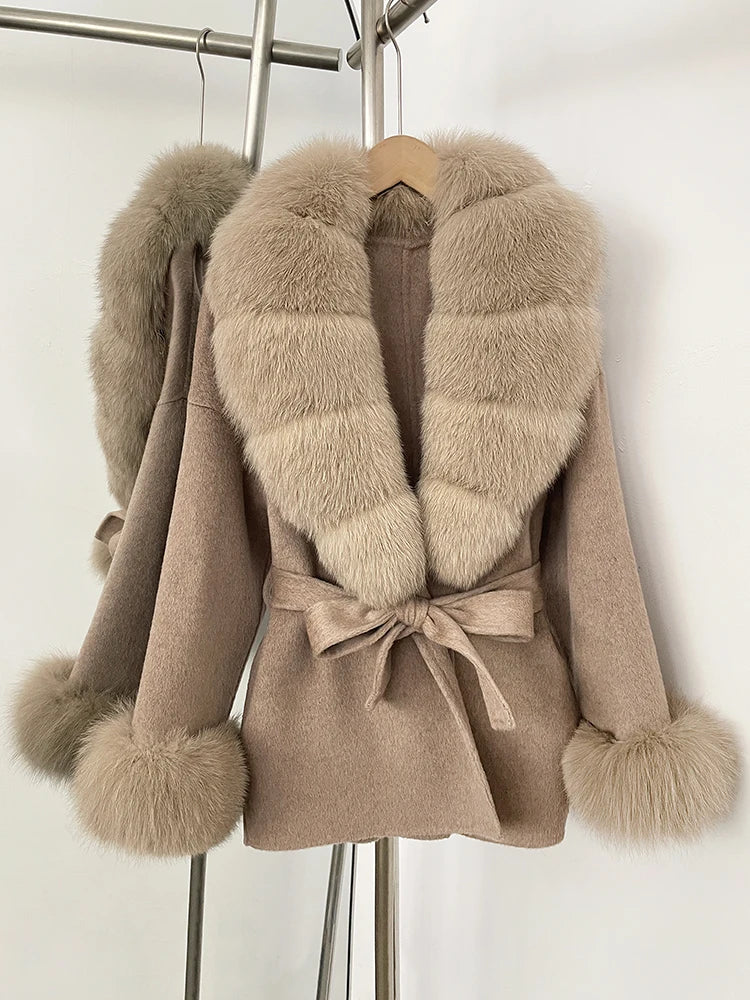 Women's Coat Winter Woman Clothes Jacket with Fur New Coats and Jackets Ladies Wool Coats with Real Fur Trim Warm Fur Coat Woman