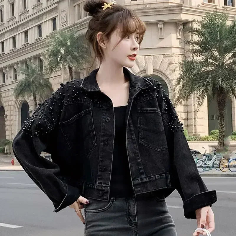 Ripped Cowboy Coat Woman Spring Autumn Korean Popular Clothes Denim Jacket for Women Hole Sale Low Price Cowgirl Clothing New In