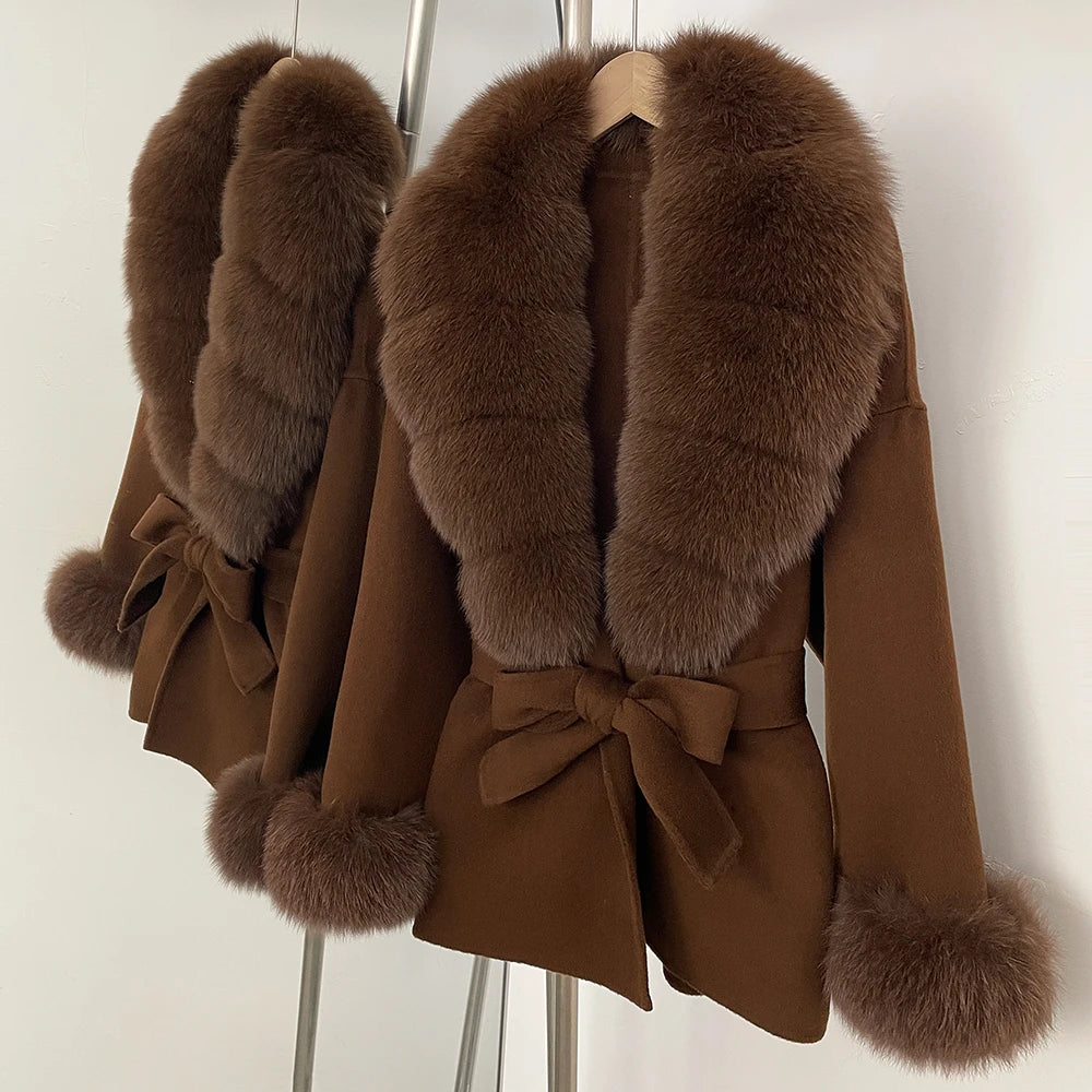 Women's Coat Winter Woman Clothes Jacket with Fur New Coats and Jackets Ladies Wool Coats with Real Fur Trim Warm Fur Coat Woman