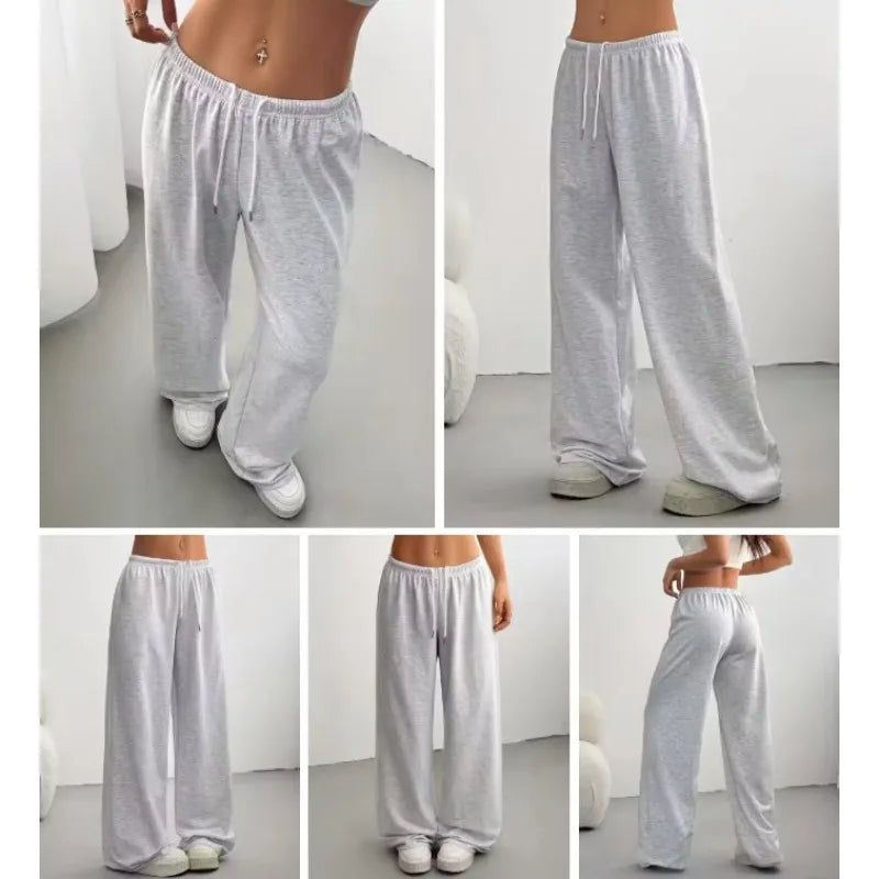 Women Jogger Cotton Pants Casual Drawstring Loose Unisex Wide Leg Straight Pants Sweatpants Spring Autumn Baggy Gym Track Pants