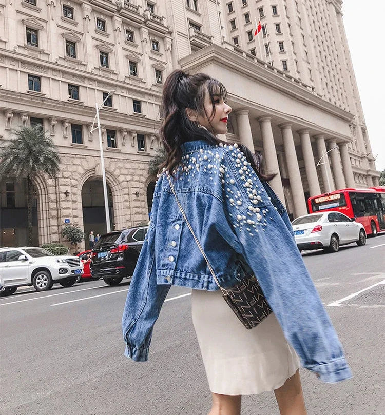 Ripped Cowboy Coat Woman Spring Autumn Korean Popular Clothes Denim Jacket for Women Hole Sale Low Price Cowgirl Clothing New In