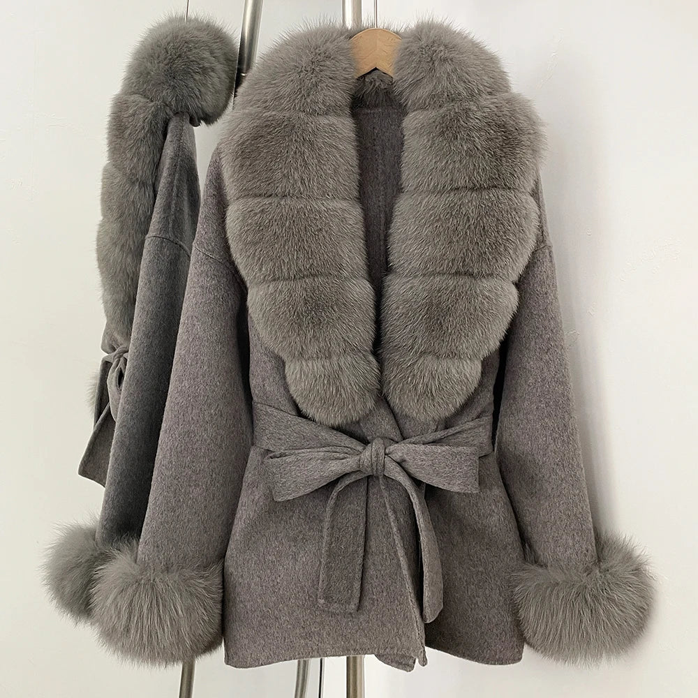 Women's Coat Winter Woman Clothes Jacket with Fur New Coats and Jackets Ladies Wool Coats with Real Fur Trim Warm Fur Coat Woman