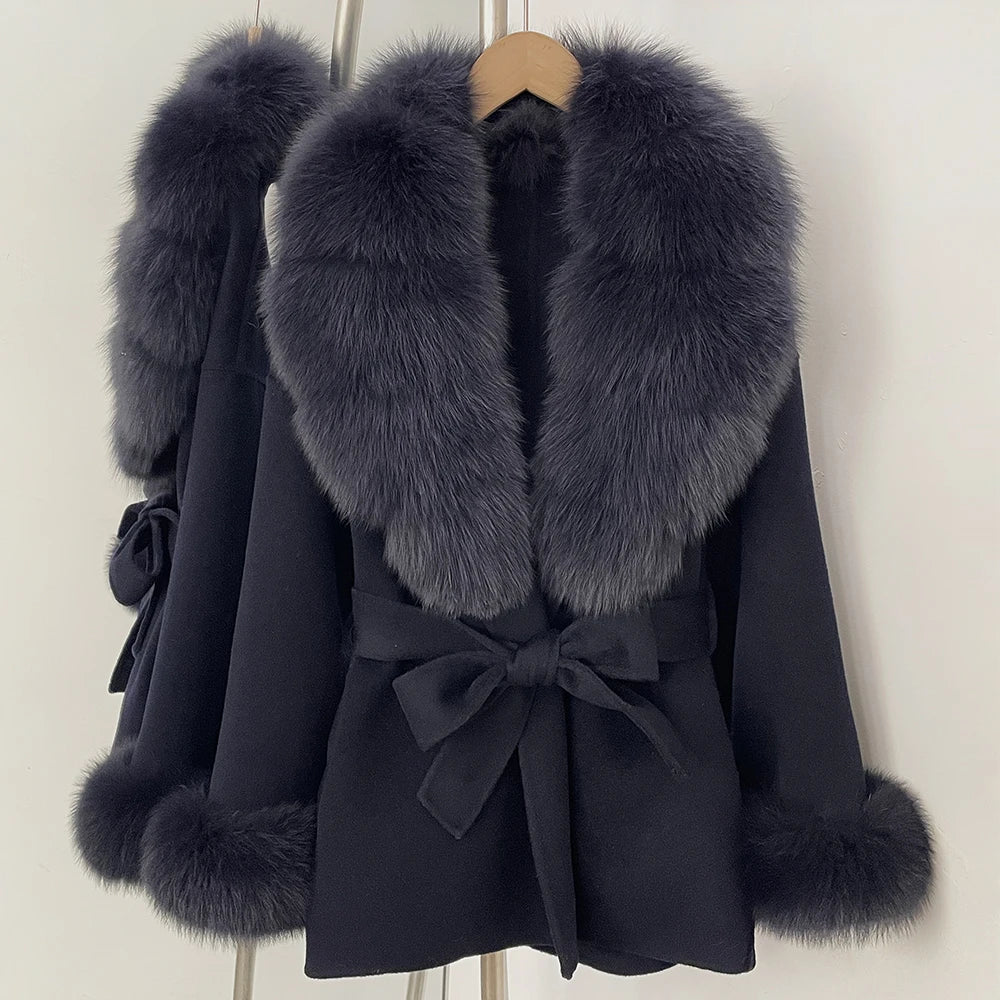 Women's Coat Winter Woman Clothes Jacket with Fur New Coats and Jackets Ladies Wool Coats with Real Fur Trim Warm Fur Coat Woman