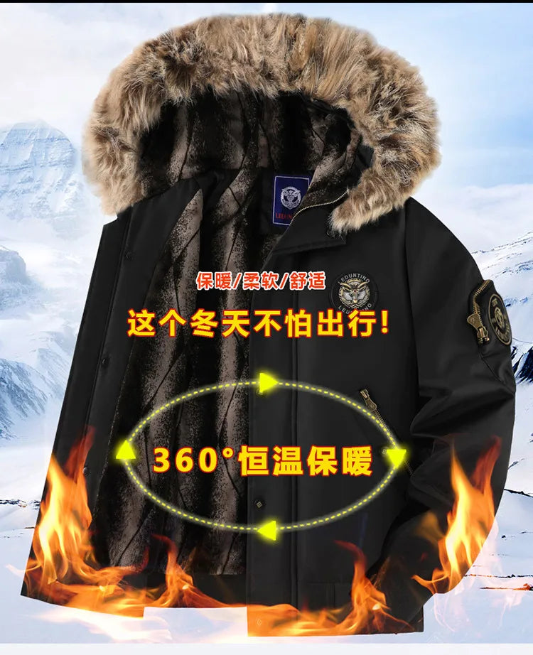 New winter cashmere and thick casual men's padded clothing warm trend coat hooded loose large size padded clothes