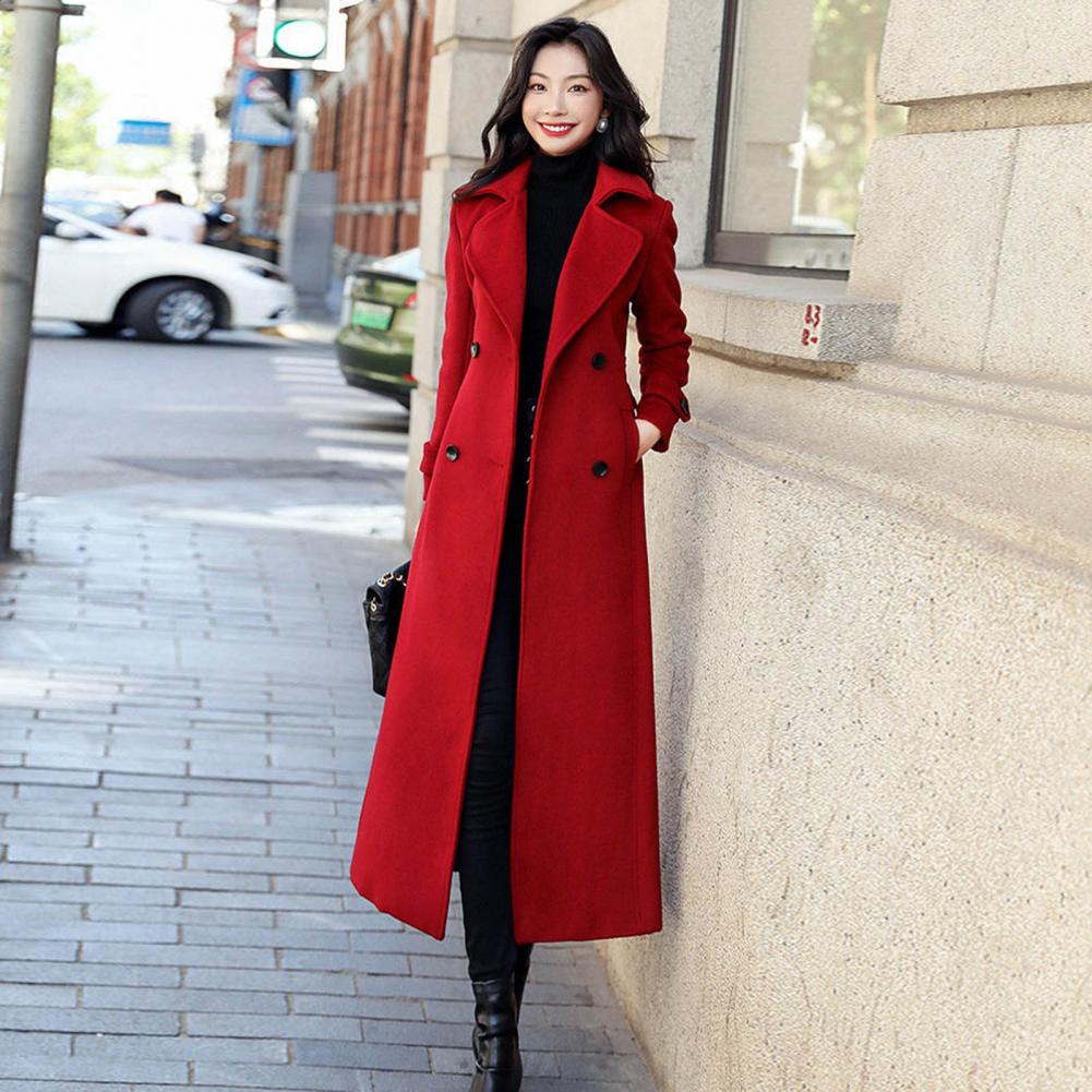 Women‘s Coat Winter Korean Fashion Long Coated Thickened Woolen Winter Coat for Women Black Coat Harajuku