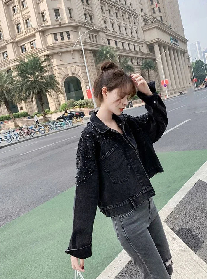 Ripped Cowboy Coat Woman Spring Autumn Korean Popular Clothes Denim Jacket for Women Hole Sale Low Price Cowgirl Clothing New In