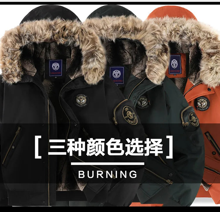 New winter cashmere and thick casual men's padded clothing warm trend coat hooded loose large size padded clothes