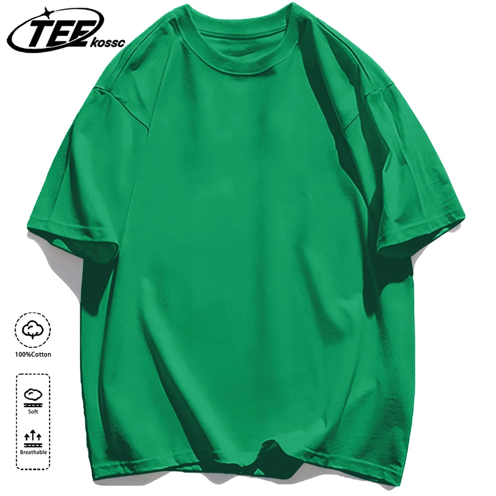 Solid 20 colors 100%Cotton Mens Basics T-Shirts Casual All-math Clothing Loose Breathable Unisex Vintage Casual Short Sleeve