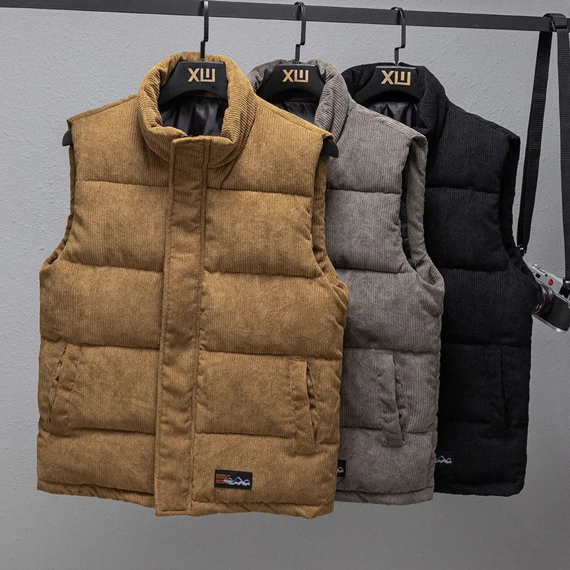 New Arrival Vest Jacket Mens Autumn Warm Sleeveless Jacket Male Winter Corduroy Casual Waistcoat Brand Clothing Veste Homme